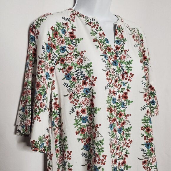 Matilda Jane White Floral Short Sleeve Ruffle Shirt Our Atlas Peasant Boho XS - Picture 3 of 4